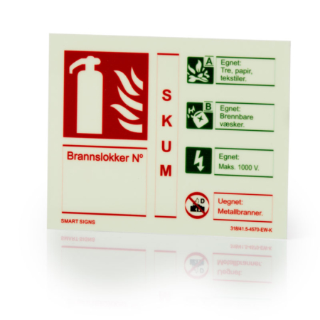 Skilt. Merking av brannslukker, skum 120 x 150 mm